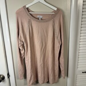 Susan Garver Womens Rhinestone Trim Sweater SZ XL